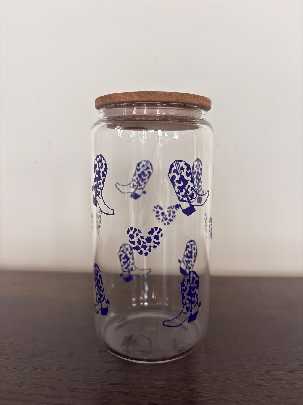 Cowgirl Boots & Cow Print Hearts 16oz Glass or Plastic Tumbler – Country Gift