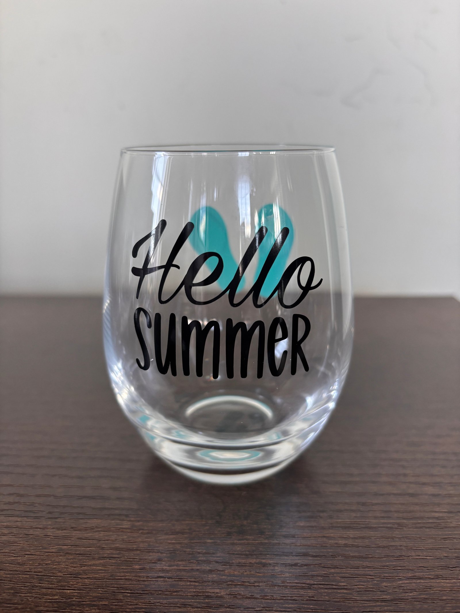 Hello summer stemless wine glass