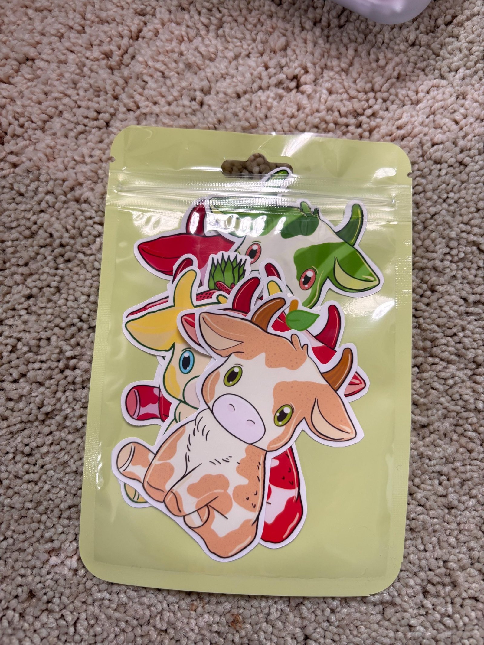 Fruit Cow Vinyl Sticker Set – Cute Kawaii Cow Stickers with FREE Bonus Sticker