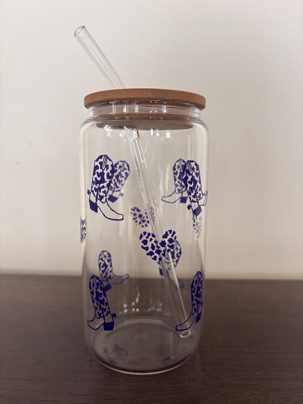 Cowgirl Boots & Cow Print Hearts 16oz Glass or Plastic Tumbler – Country Gift