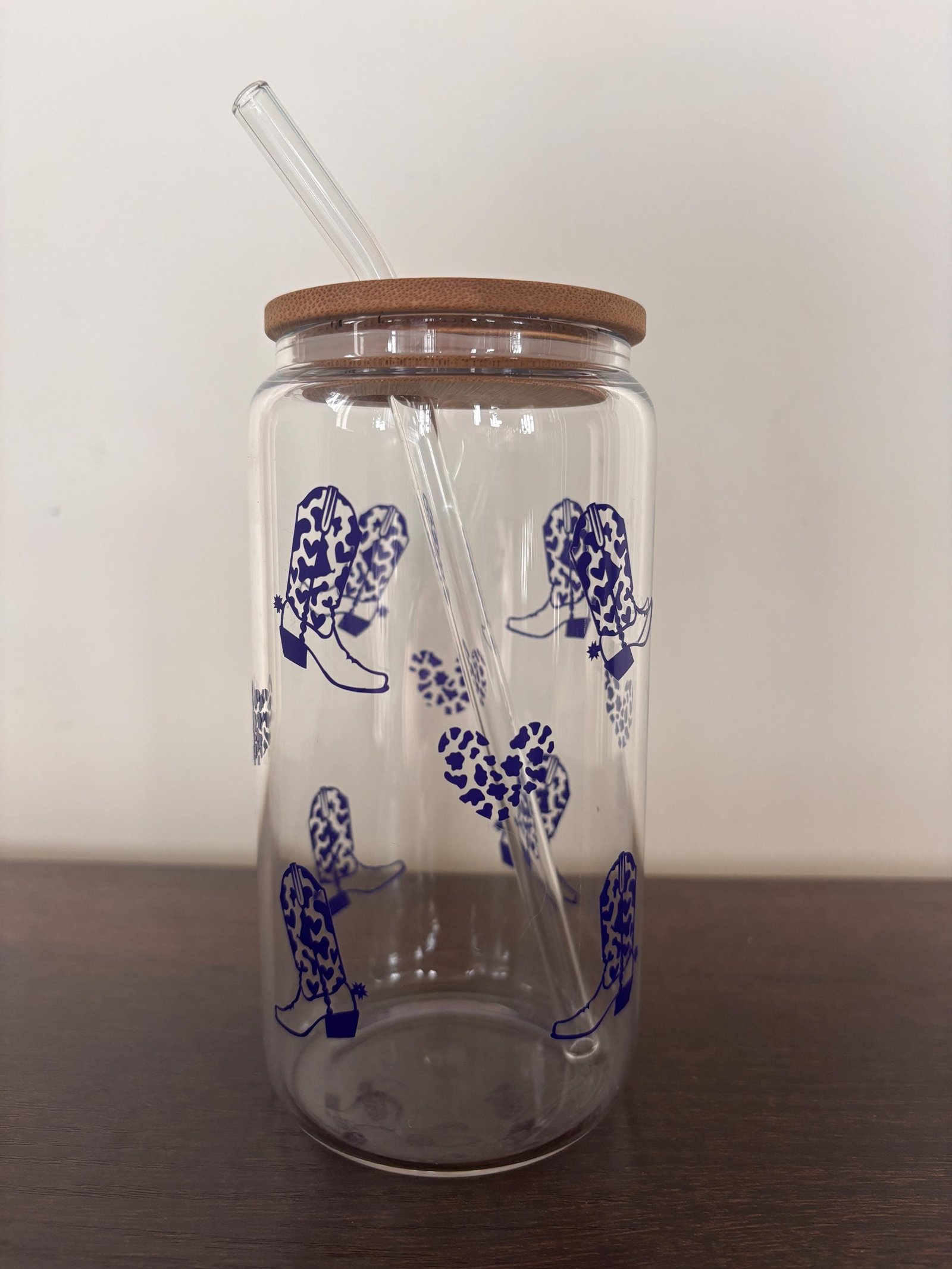 Cowgirl Boots & Cow Print Hearts 16oz Glass or Plastic Tumbler – Country Gift