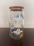 Books & Coffee 16oz Glass or Plastic Tumbler with Lid and Straw – Reader Gift