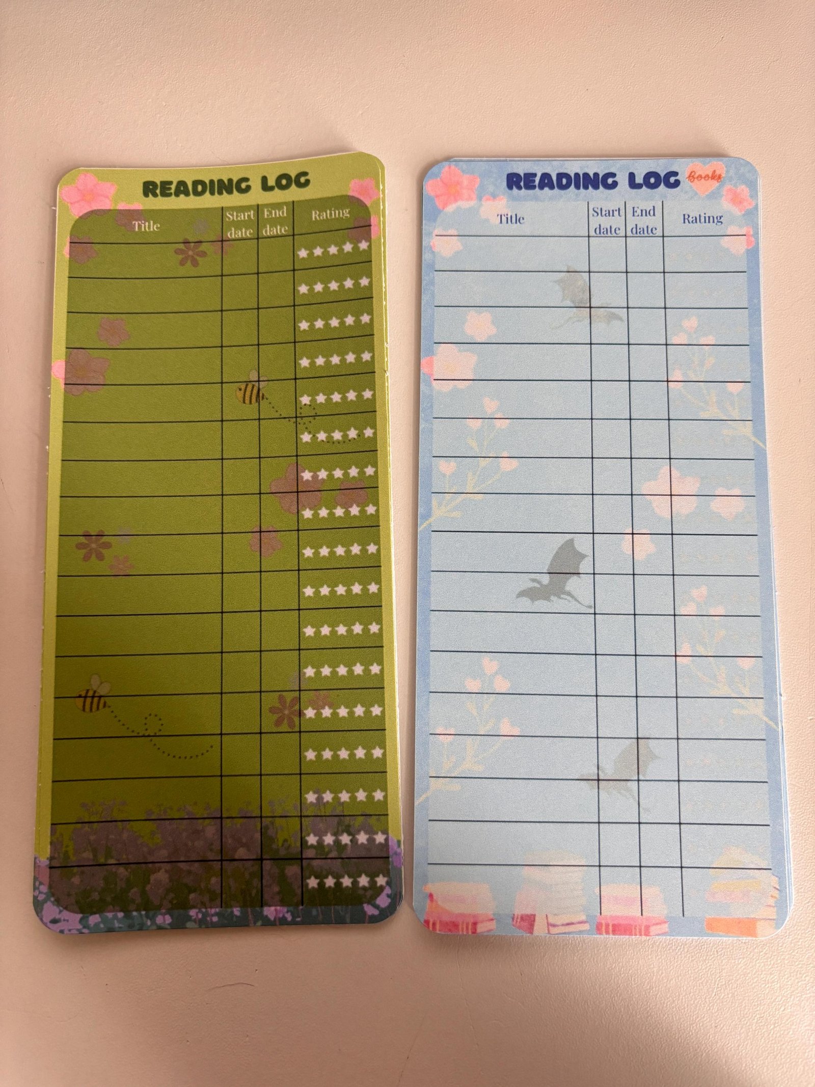 Reading Log Book Tracker: New Colors! Cardstock Pages
