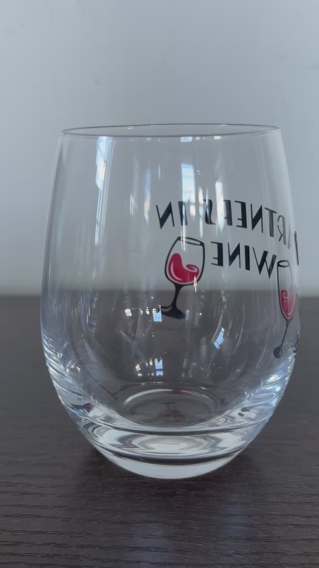 Partners in wine stemless wine glass