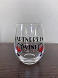 Partners in wine stemless wine glass