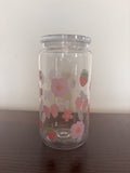 Pink & Cute 16oz Glass or Plastic Tumbler with Lid and Straw – Aesthetic Gift for Her