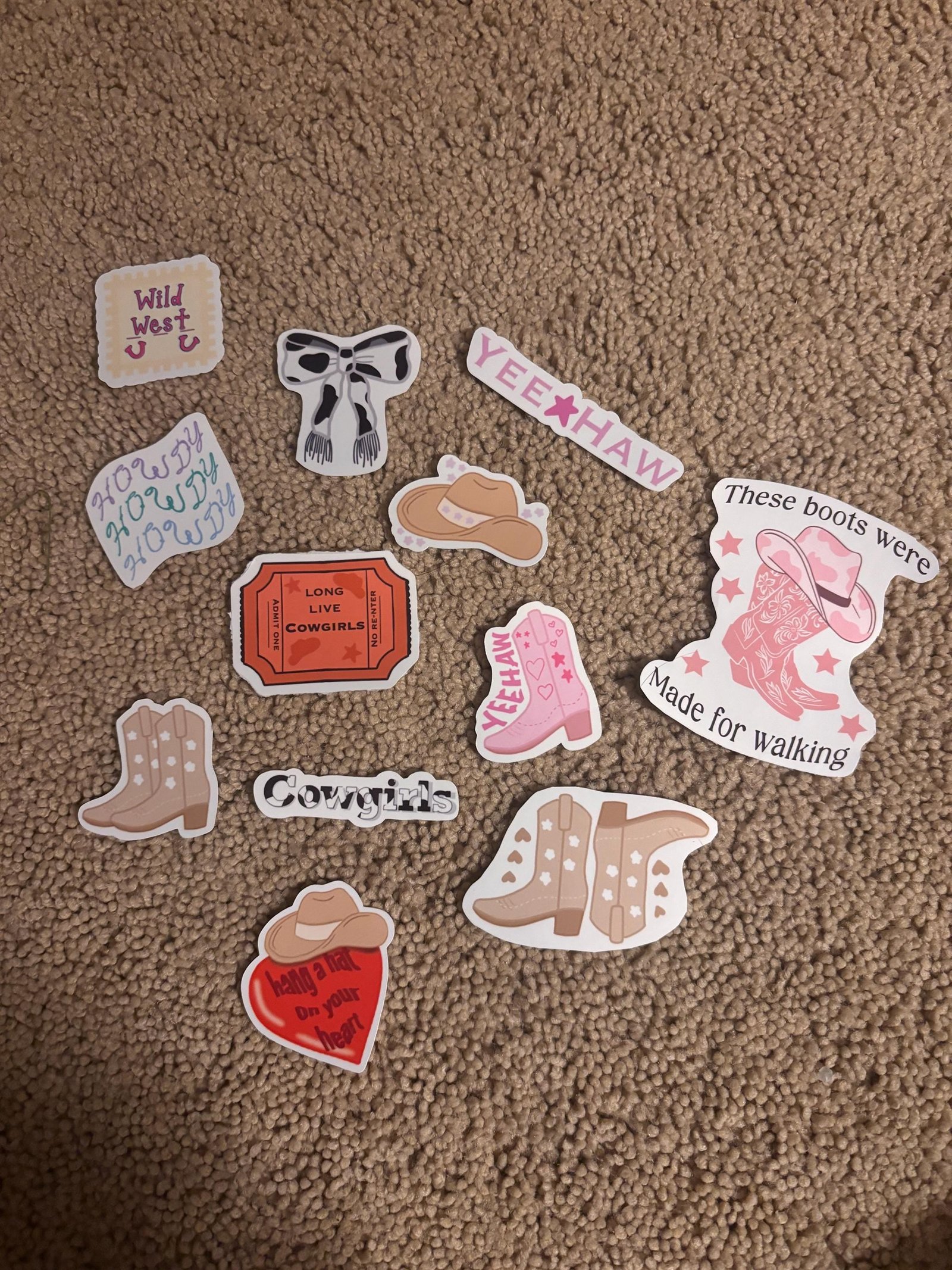 Cowgirl Vinyl Sticker Set – Wild West, Yeehaw, Boots & Hats | Country Gift with FREE Sticker