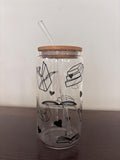 Books & Hearts 16oz Glass or Plastic Tumbler with Lid and Straw – Reader Gift